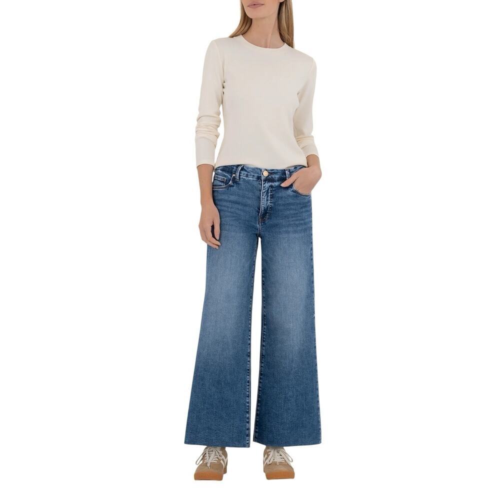 KUT from the Kloth Meg Fab Ab Wide Leg Jeans Women Plus 16W High Rise Blue Denim
